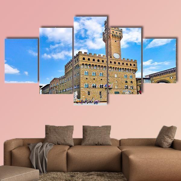 Piazza Della Signoria Canvas Wall Art-5 Star-Gallery Wrap-62" x 32"-Tiaracle