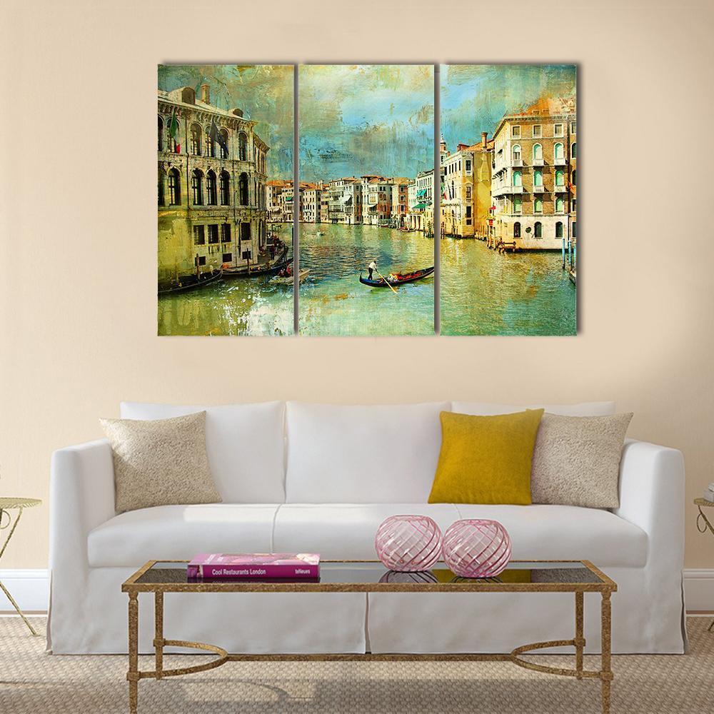 Pictorial Venice Canvas Wall Art-3 Horizontal-Gallery Wrap-37&quot; x 24&quot;-Tiaracle