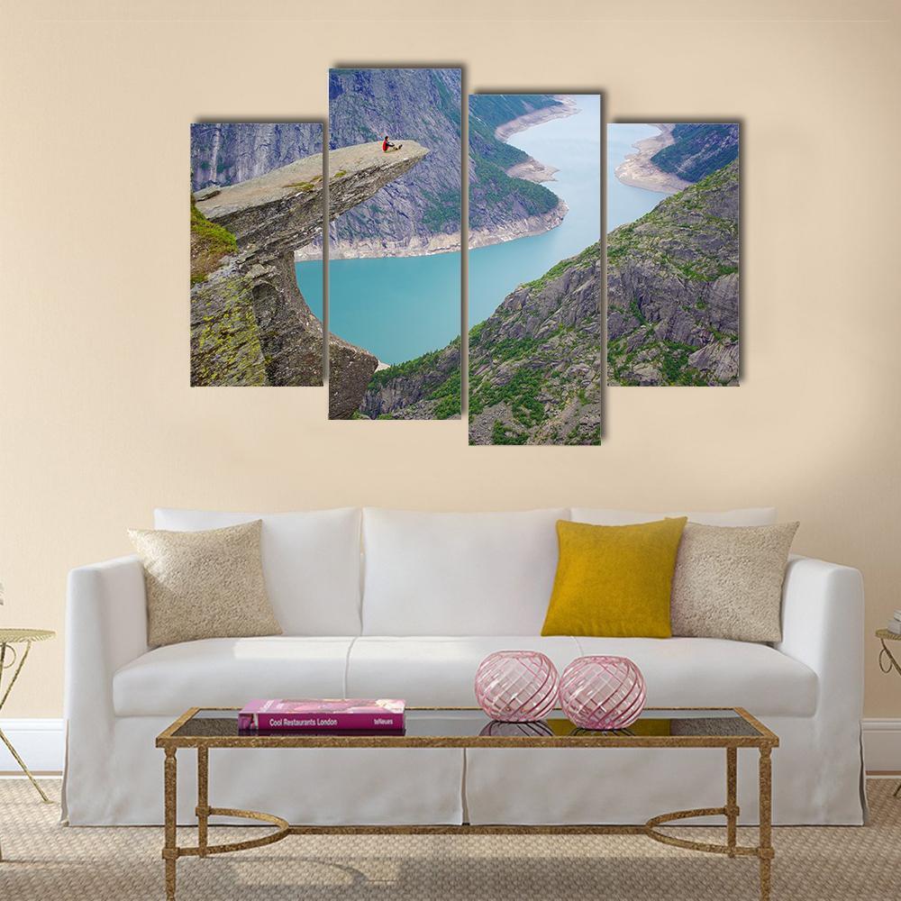 Picturesque Norway Landscape Trolltunga Canvas Wall Art-4 Pop-Gallery Wrap-50" x 32"-Tiaracle
