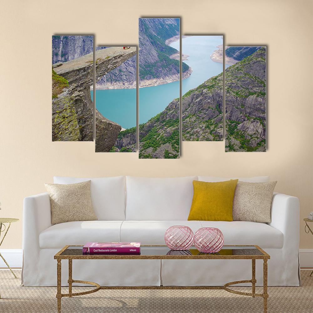 Picturesque Norway Landscape Trolltunga Canvas Wall Art-5 Pop-Gallery Wrap-47" x 32"-Tiaracle