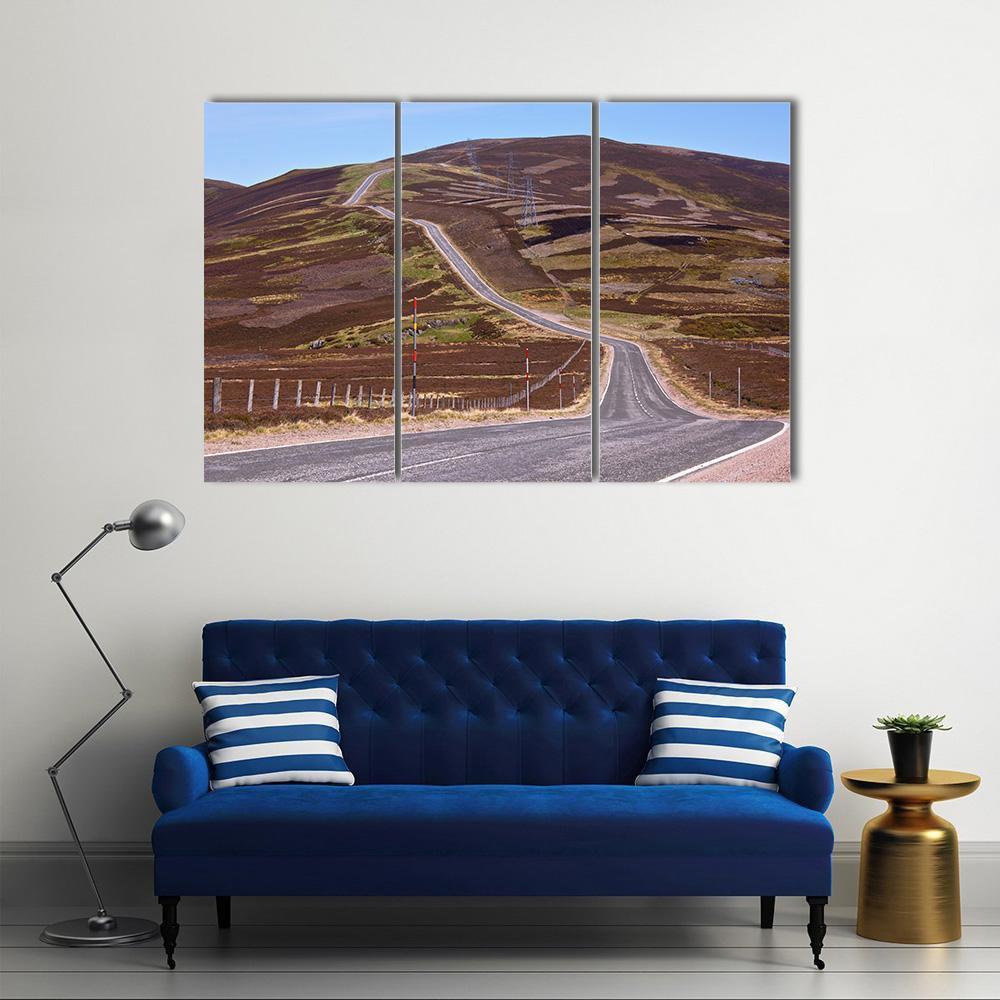 Picturesque Road In Scottish Highlands Canvas Wall Art-3 Horizontal-Gallery Wrap-37" x 24"-Tiaracle