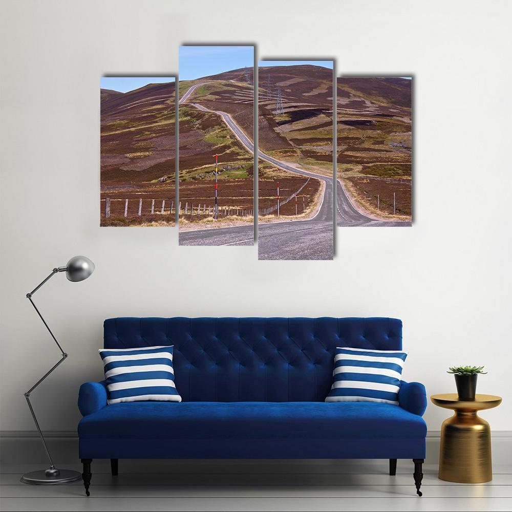 Picturesque Road In Scottish Highlands Canvas Wall Art-4 Pop-Gallery Wrap-50" x 32"-Tiaracle