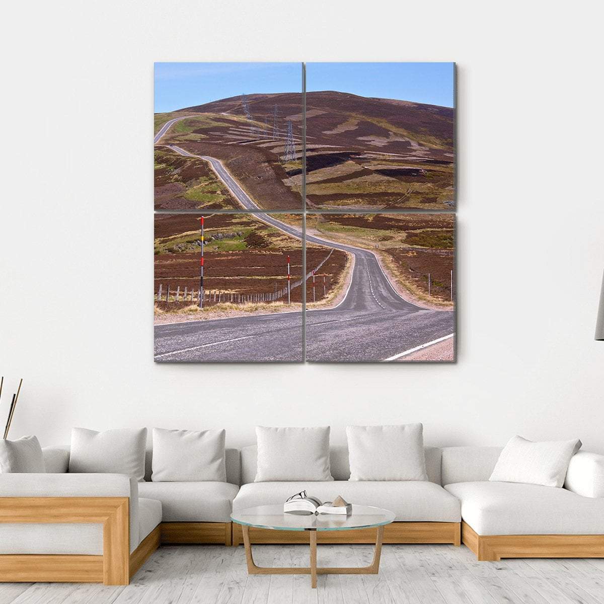 Picturesque Road In Scottish Highlands Canvas Wall Art-4 Square-Gallery Wrap-17" x 17"-Tiaracle