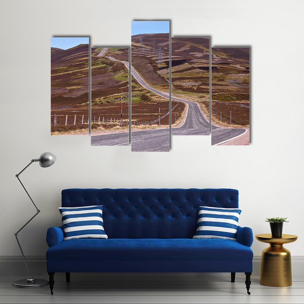 Picturesque Road In Scottish Highlands Canvas Wall Art-5 Pop-Gallery Wrap-47" x 32"-Tiaracle
