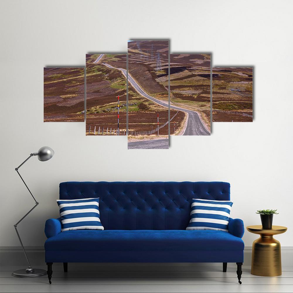 Picturesque Road In Scottish Highlands Canvas Wall Art-5 Star-Gallery Wrap-62" x 32"-Tiaracle