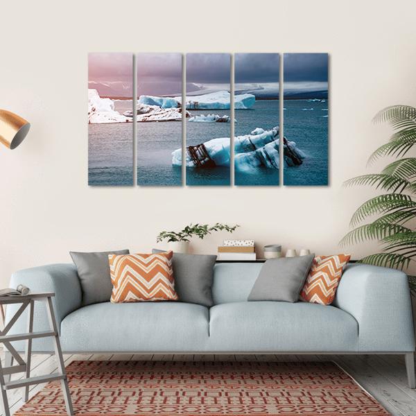 Pieces Of Iceberg Canvas Wall Art-5 Horizontal-Gallery Wrap-22" x 12"-Tiaracle