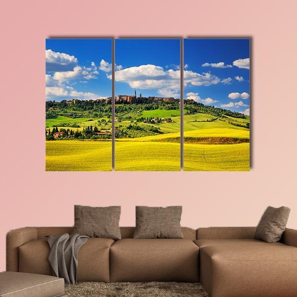 Pienza Italian Medieval Village In Summer Canvas Wall Art-3 Horizontal-Gallery Wrap-37" x 24"-Tiaracle
