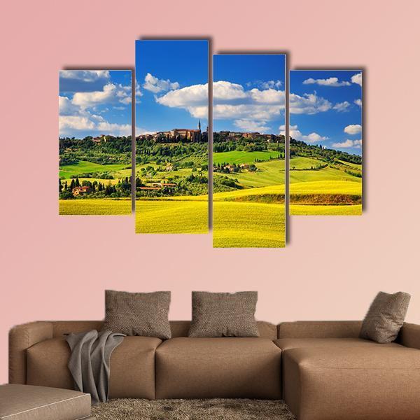 Pienza Italian Medieval Village In Summer Canvas Wall Art-4 Pop-Gallery Wrap-50" x 32"-Tiaracle