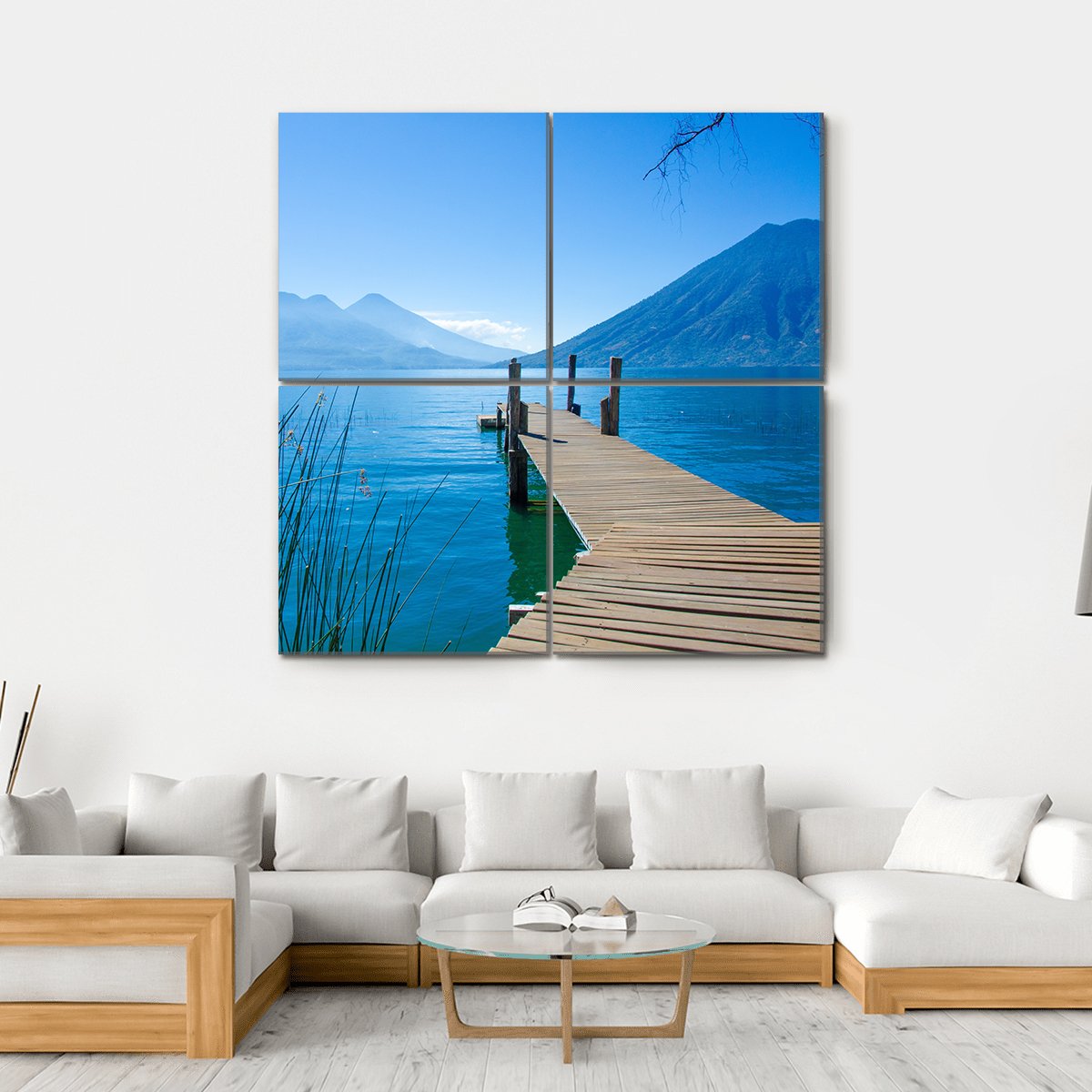 Pier At San Marcos La Laguna Canvas Wall Art-4 Square-Gallery Wrap-17" x 17"-Tiaracle