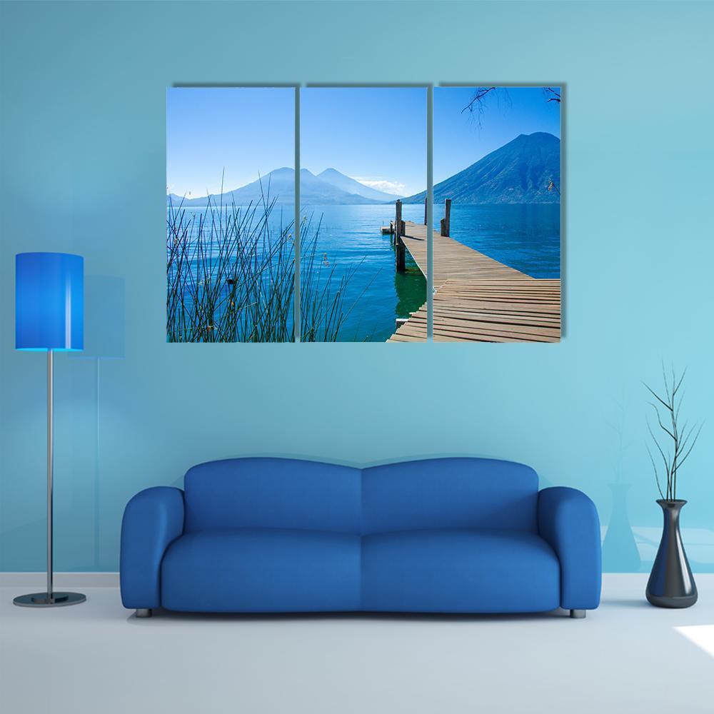 Pier At San Marcos La Laguna Canvas Wall Art-3 Horizontal-Gallery Wrap-37" x 24"-Tiaracle