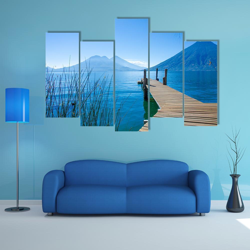 Pier At San Marcos La Laguna Canvas Wall Art-5 Pop-Gallery Wrap-47" x 32"-Tiaracle
