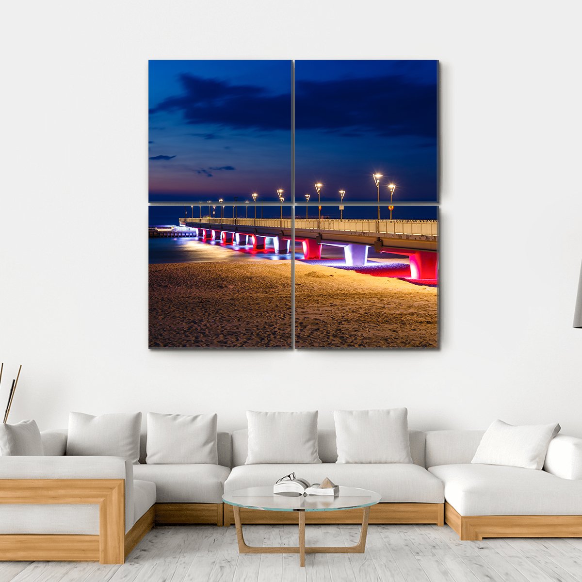 Pier In Kolobrzeg Canvas Wall Art-4 Square-Gallery Wrap-17" x 17"-Tiaracle
