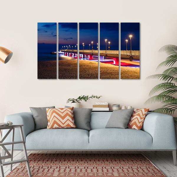 Pier In Kolobrzeg Canvas Wall Art-5 Horizontal-Gallery Wrap-22" x 12"-Tiaracle
