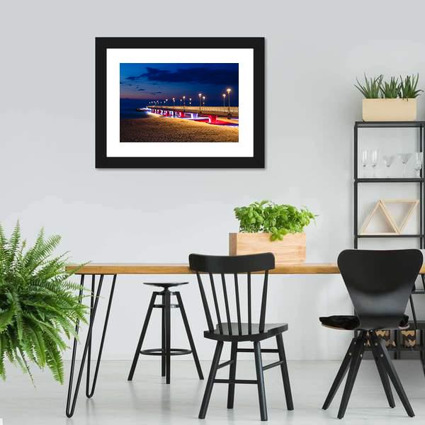 Pier In Kolobrzeg Canvas Wall Art-3 Horizontal-Gallery Wrap-25" x 16"-Tiaracle
