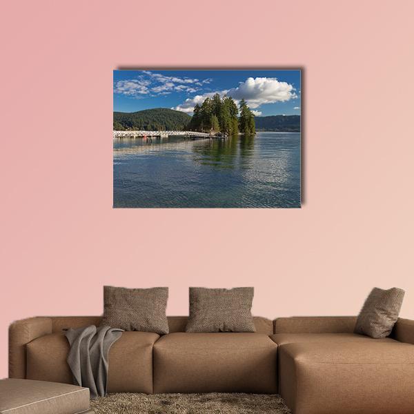 Pier In The Deep Cove In Canada Canvas Wall Art-1 Piece-Gallery Wrap-48" x 32"-Tiaracle