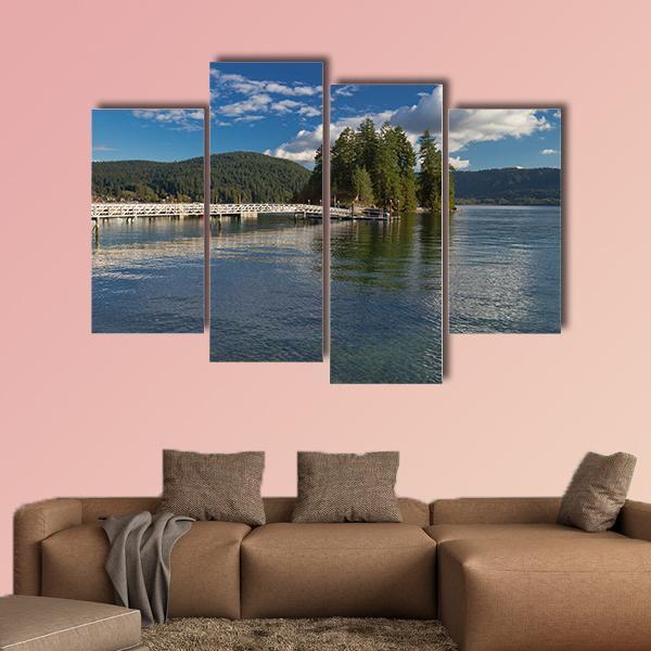 Pier In The Deep Cove In Canada Canvas Wall Art-4 Pop-Gallery Wrap-50" x 32"-Tiaracle