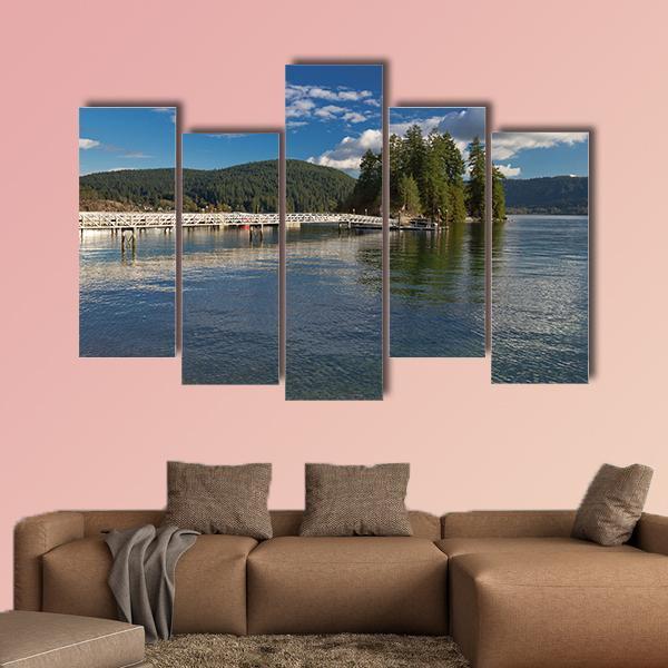 Pier In The Deep Cove In Canada Canvas Wall Art-5 Pop-Gallery Wrap-47" x 32"-Tiaracle