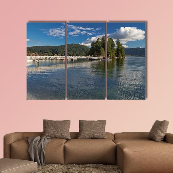 Pier In The Deep Cove In Canada Canvas Wall Art-3 Horizontal-Gallery Wrap-37" x 24"-Tiaracle