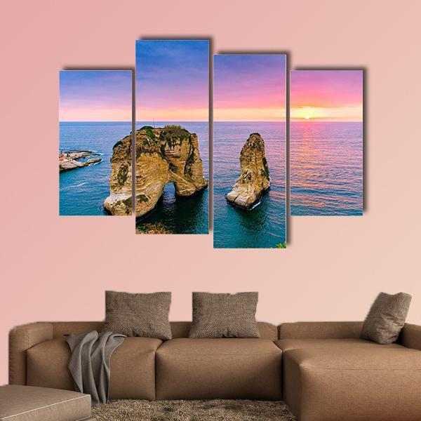 Pigeons Rock At Sunset Canvas Wall Art-4 Pop-Gallery Wrap-50" x 32"-Tiaracle