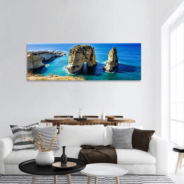 Pigeons Rock In Lebanon Panoramic Canvas Wall Art-1 Piece-36" x 12"-Tiaracle