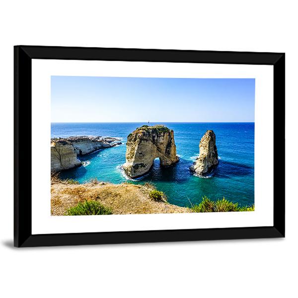 Pigeons Rock In Lebanon Panoramic Canvas Wall Art-1 Piece-36" x 12"-Tiaracle