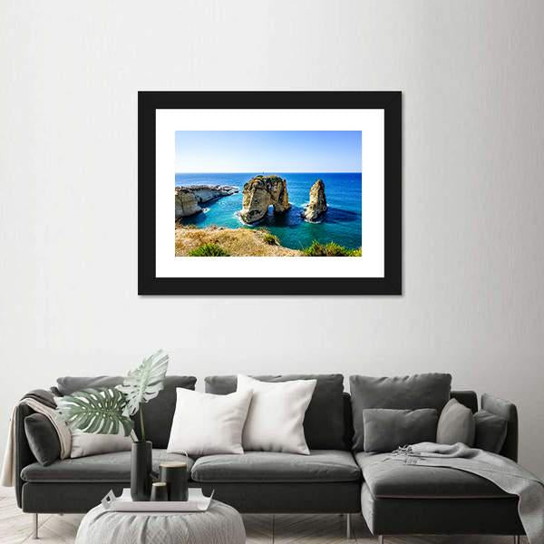 Pigeons Rock In Lebanon Panoramic Canvas Wall Art-1 Piece-36" x 12"-Tiaracle