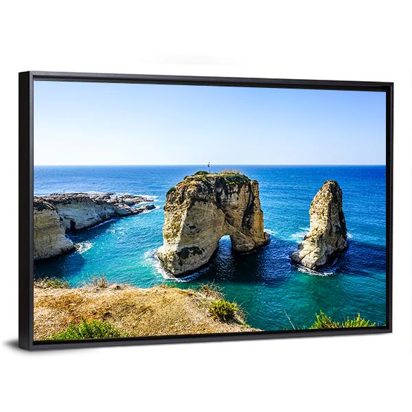 Pigeons Rock In Lebanon Panoramic Canvas Wall Art-1 Piece-36" x 12"-Tiaracle