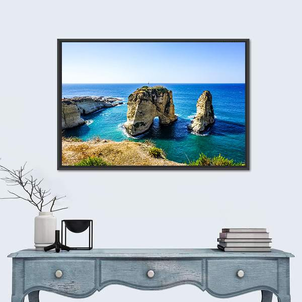 Pigeons Rock In Lebanon Panoramic Canvas Wall Art-1 Piece-36" x 12"-Tiaracle