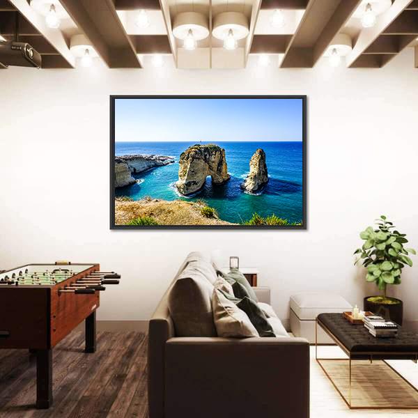 Pigeons Rock In Lebanon Panoramic Canvas Wall Art-1 Piece-36" x 12"-Tiaracle