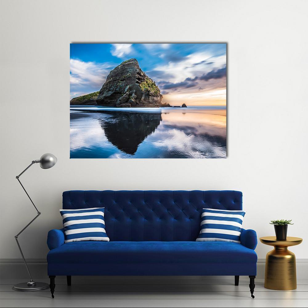 Piha Beach At Sunset In Auckland Canvas Wall Art-4 Pop-Gallery Wrap-50" x 32"-Tiaracle