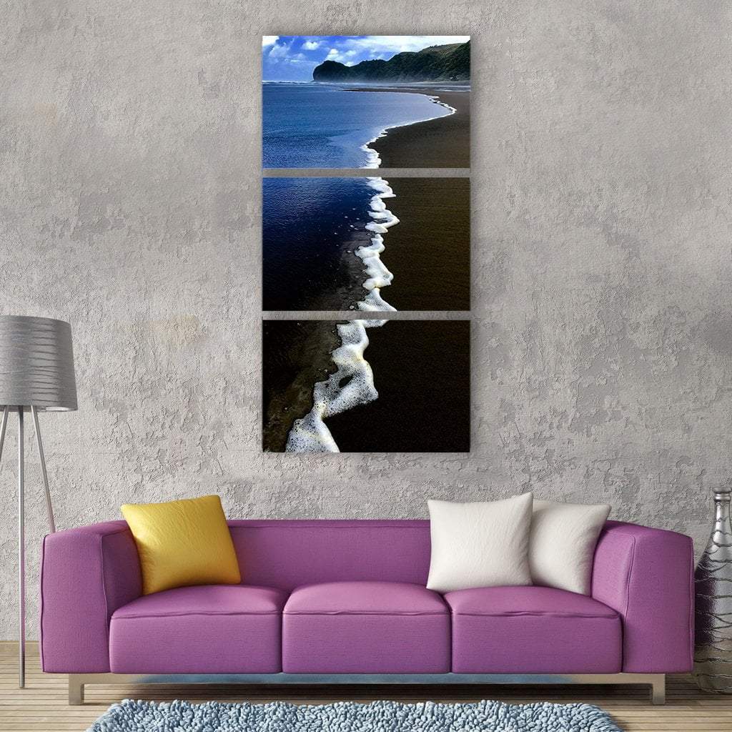 Piha Beach In Auckland Vertical Canvas Wall Art-3 Vertical-Gallery Wrap-12" x 25"-Tiaracle