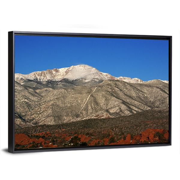 Pikes Peak In Colorado Under Blue Sky Canvas Wall Art-3 Horizontal-Gallery Wrap-25" x 16"-Tiaracle
