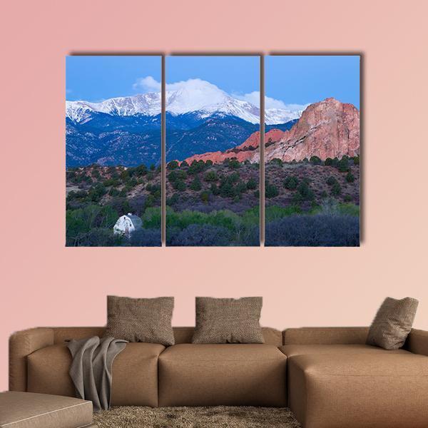 Pikes Peak Mountain Canvas Wall Art-3 Horizontal-Gallery Wrap-37" x 24"-Tiaracle
