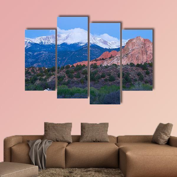 Pikes Peak Mountain Canvas Wall Art-4 Pop-Gallery Wrap-50" x 32"-Tiaracle