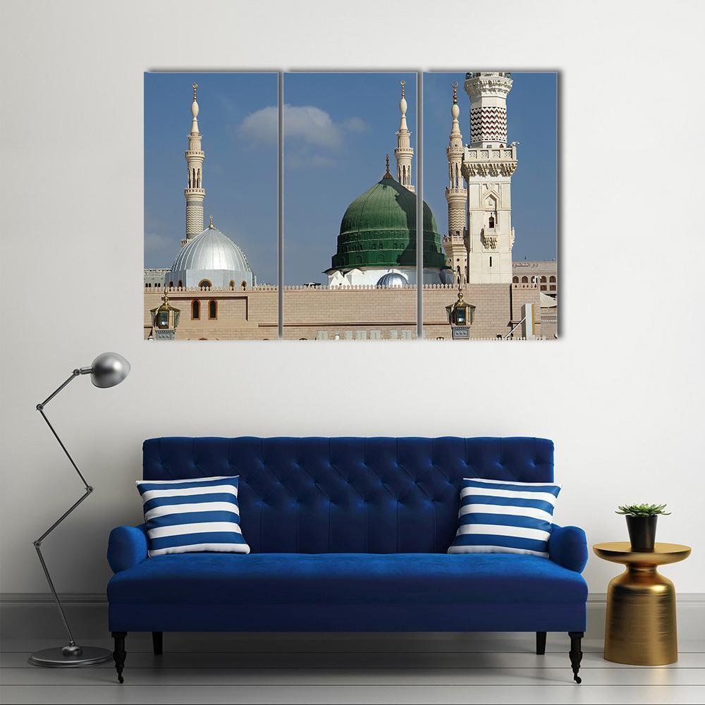 Masjid-E-Nabawi Canvas Wall Art-3 Horizontal-Gallery Wrap-37" x 24"-Tiaracle
