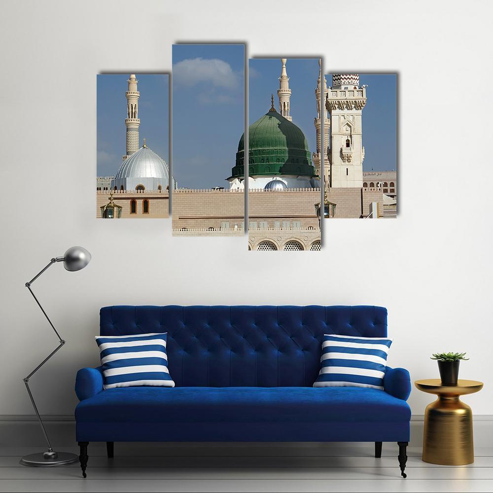Masjid-E-Nabawi Canvas Wall Art-4 Pop-Gallery Wrap-50" x 32"-Tiaracle