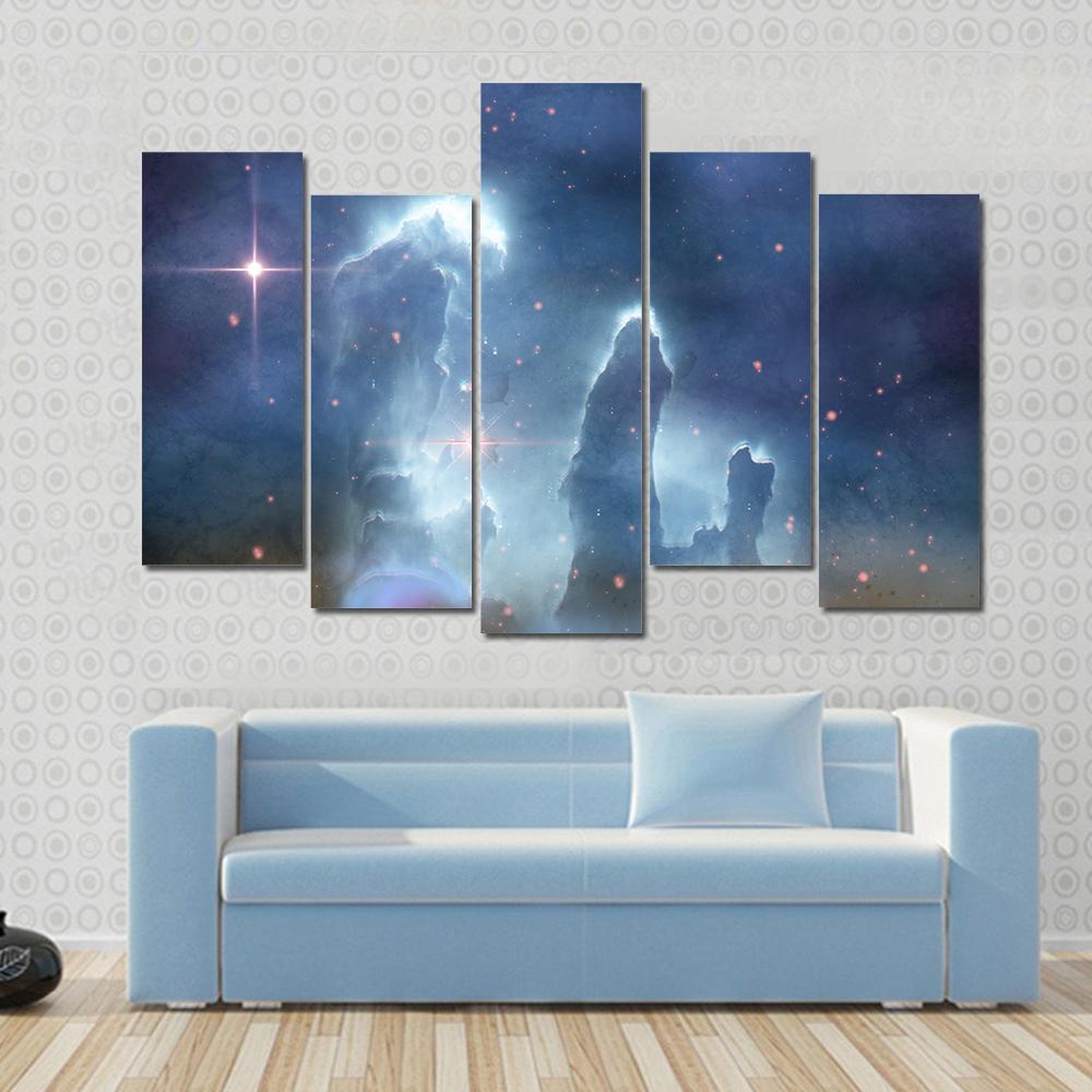 Pillars Of Creation - Eagle Nebula Canvas Wall Art-5 Pop-Gallery Wrap-47" x 32"-Tiaracle