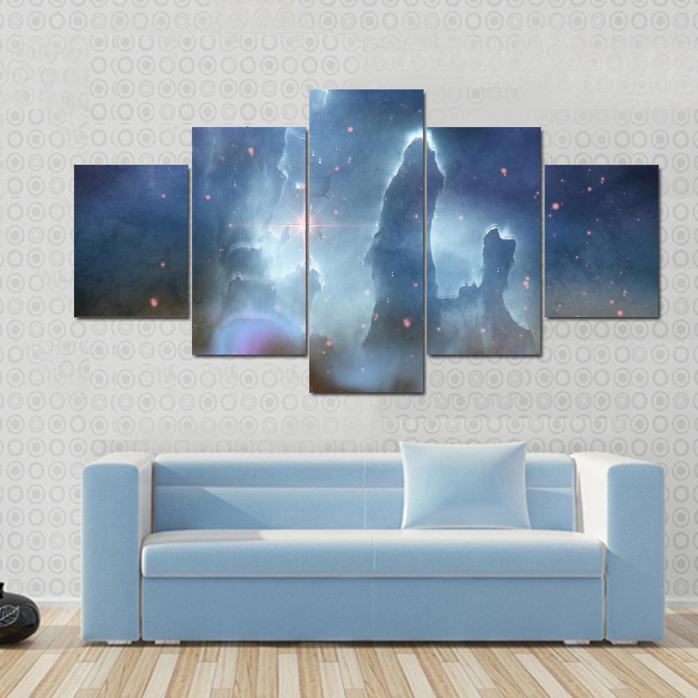 Pillars Of Creation - Eagle Nebula Canvas Wall Art-5 Star-Gallery Wrap-62" x 32"-Tiaracle