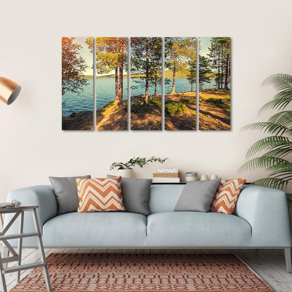 Pine Trees Near Sea In Finland Canvas Wall Art-5 Horizontal-Gallery Wrap-22" x 12"-Tiaracle