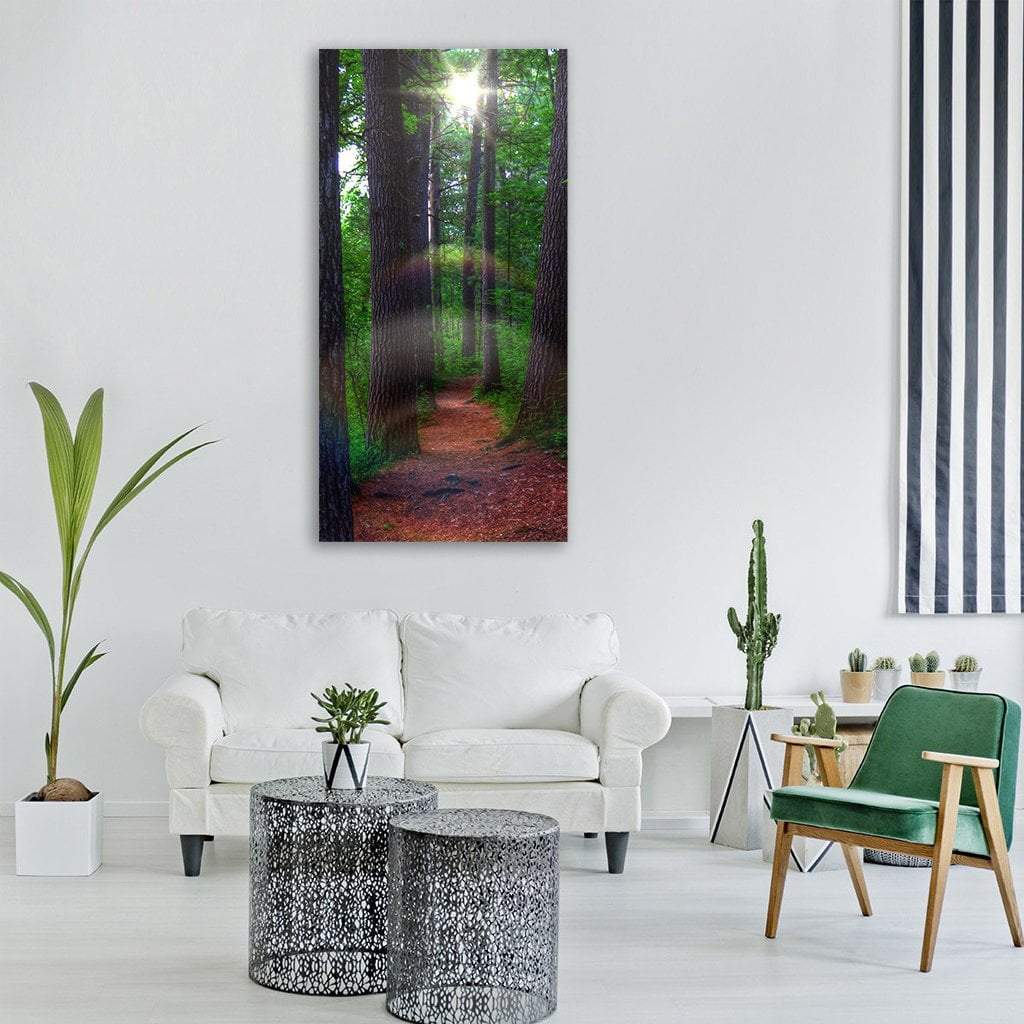 Pine Trees Way Vertical Canvas Wall Art-3 Vertical-Gallery Wrap-12" x 25"-Tiaracle