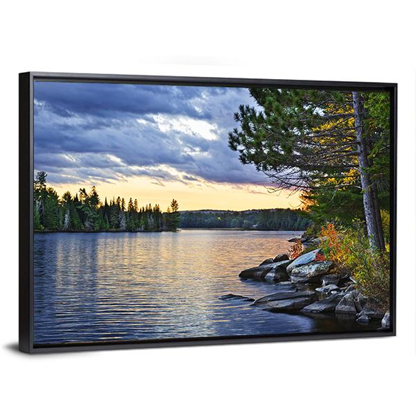 Pines At Lake Of Two Rivers Canvas Wall Art-3 Horizontal-Gallery Wrap-25" x 16"-Tiaracle