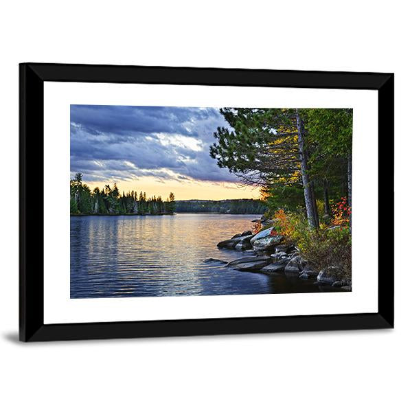 Pines At Lake Of Two Rivers Canvas Wall Art-3 Horizontal-Gallery Wrap-25" x 16"-Tiaracle