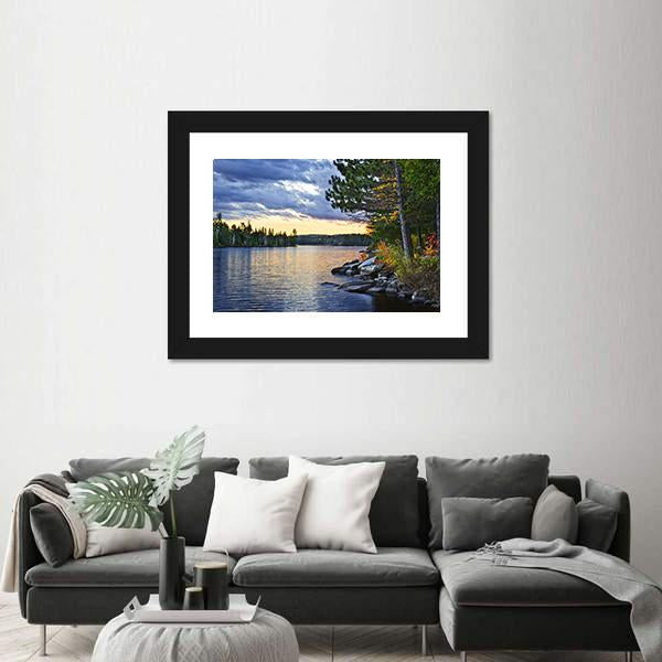 Pines At Lake Of Two Rivers Canvas Wall Art-3 Horizontal-Gallery Wrap-25" x 16"-Tiaracle