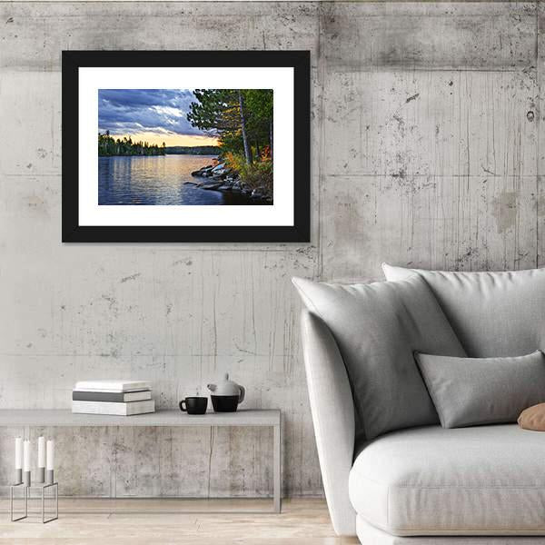 Pines At Lake Of Two Rivers Canvas Wall Art-3 Horizontal-Gallery Wrap-25" x 16"-Tiaracle