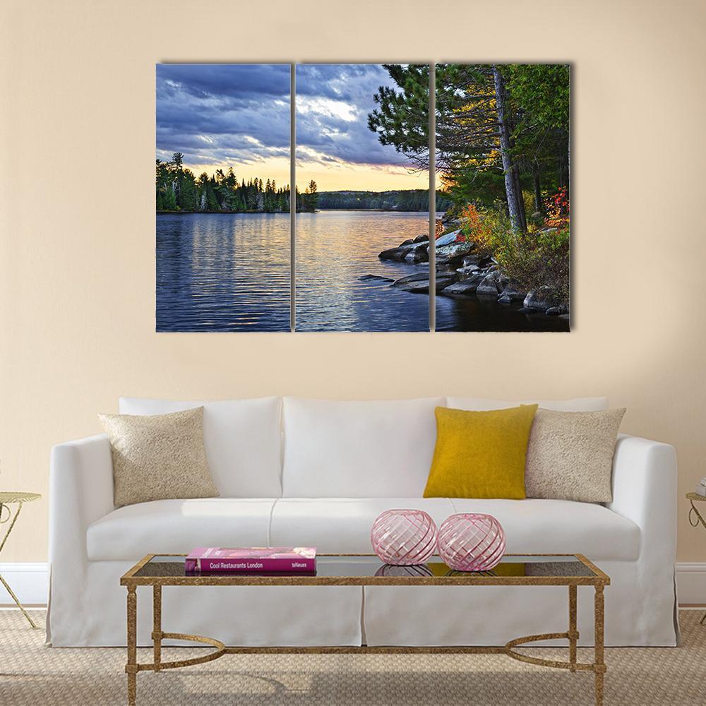 Pines At Lake Of Two Rivers Canvas Wall Art-3 Horizontal-Gallery Wrap-37" x 24"-Tiaracle