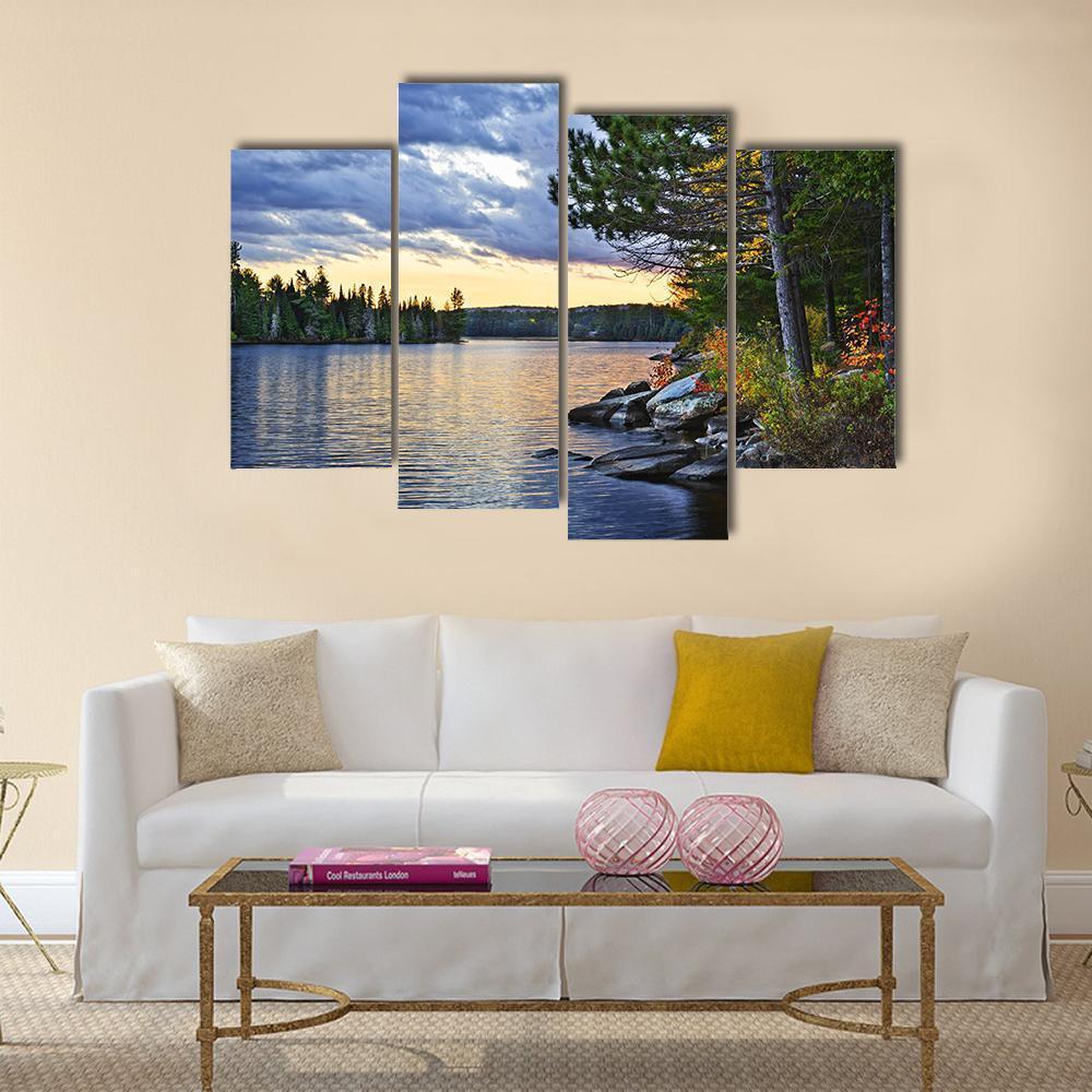 Pines At Lake Of Two Rivers Canvas Wall Art-4 Pop-Gallery Wrap-50" x 32"-Tiaracle