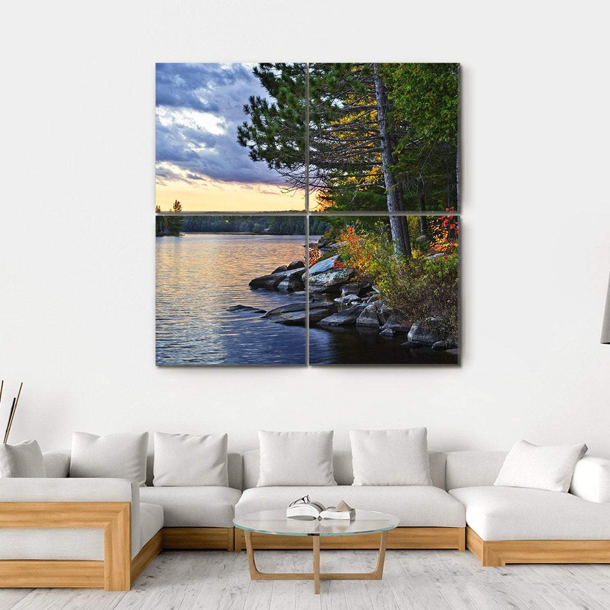 Pines At Lake Of Two Rivers Canvas Wall Art-4 Square-Gallery Wrap-17" x 17"-Tiaracle