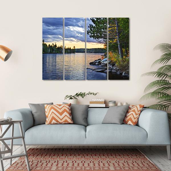 Pines At Lake Of Two Rivers Canvas Wall Art-4 Horizontal-Gallery Wrap-34" x 24"-Tiaracle