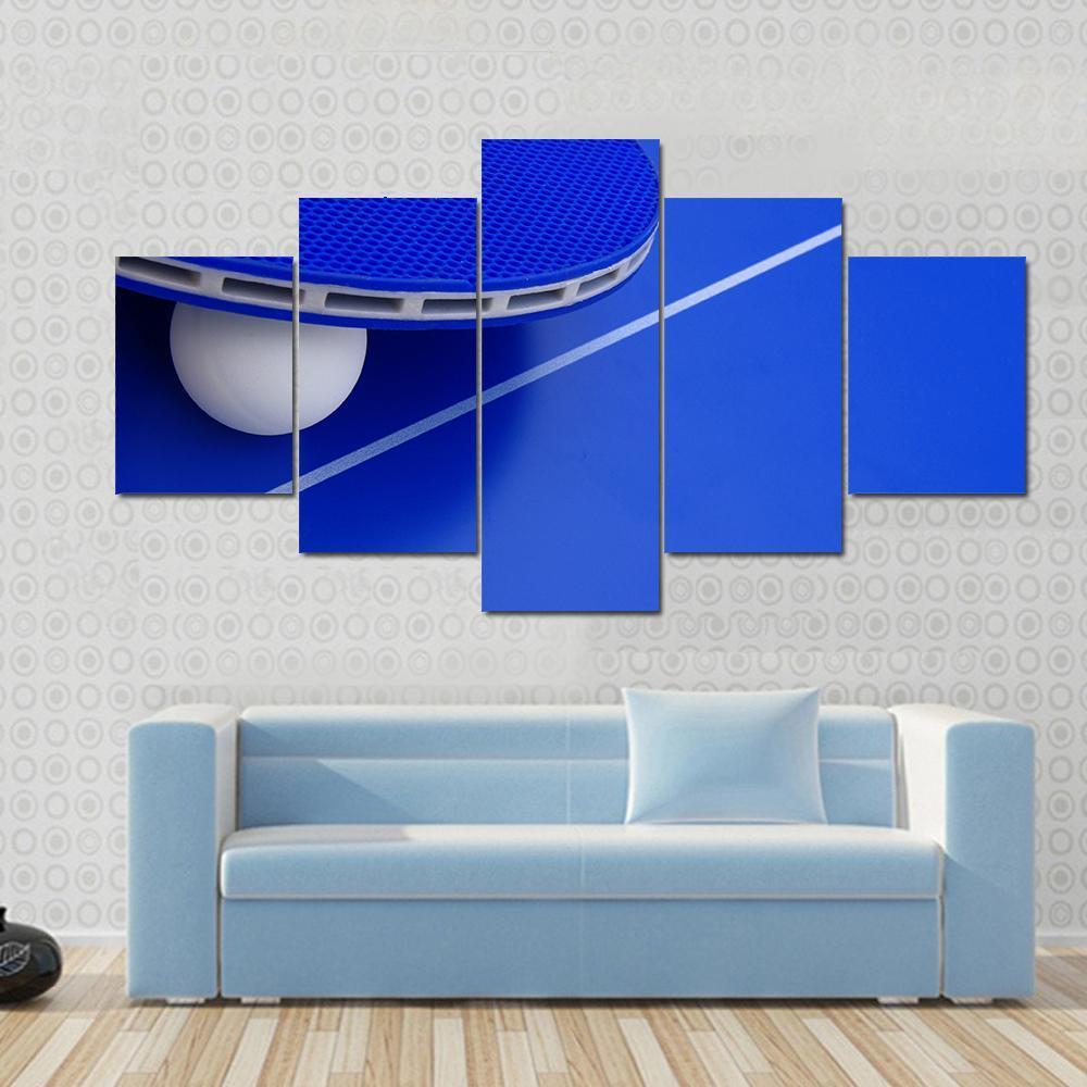 Pingpong Ball With A Racket On A Table Canvas Wall Art-4 Pop-Gallery Wrap-50" x 32"-Tiaracle