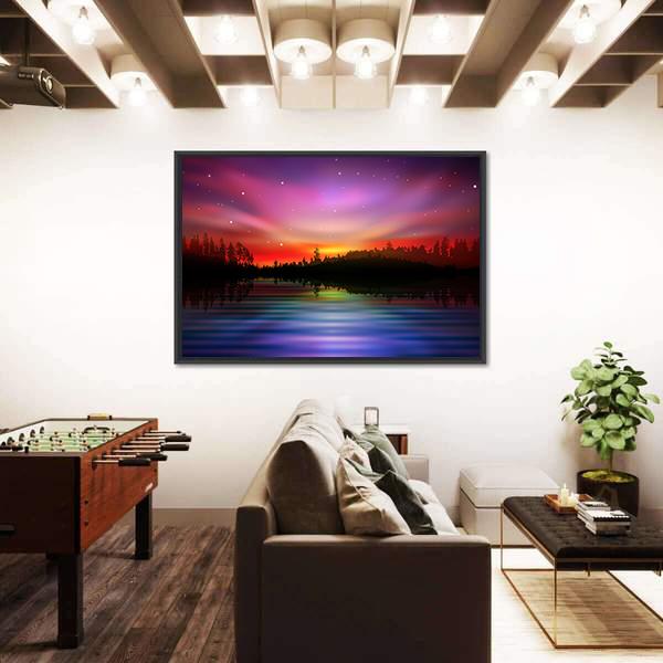 Pink Aurora Borealis Canvas Wall Art-3 Horizontal-Gallery Wrap-25" x 16"-Tiaracle
